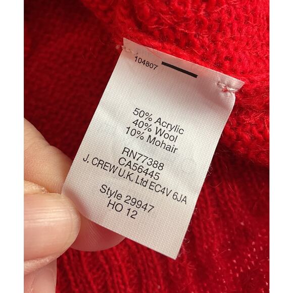 J.Crew $98 XS Red Allover Sequin Wool Mohair Black Trim Sweater - Picture 5 of 7